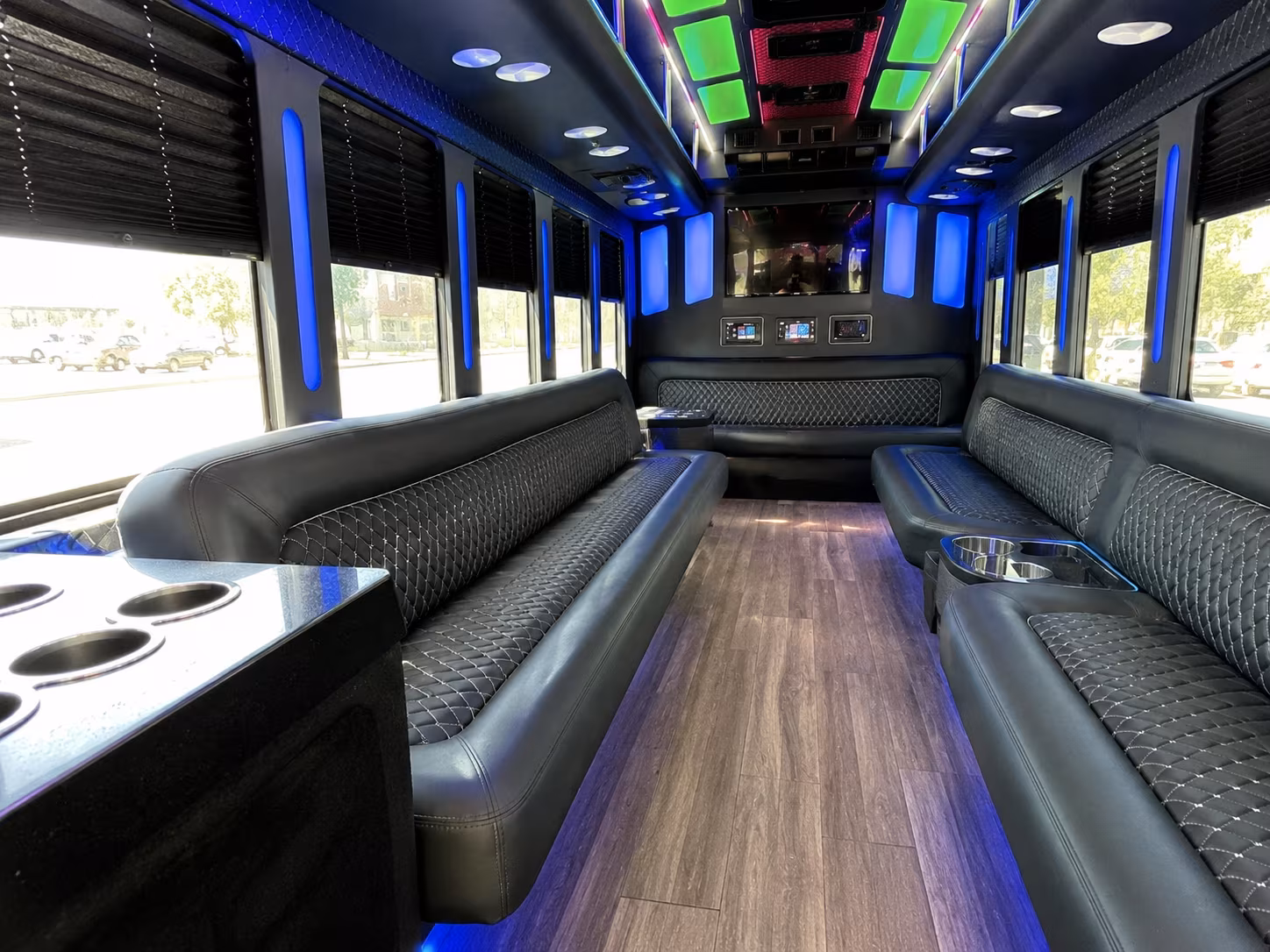 danbury 15 passenger party bus inside