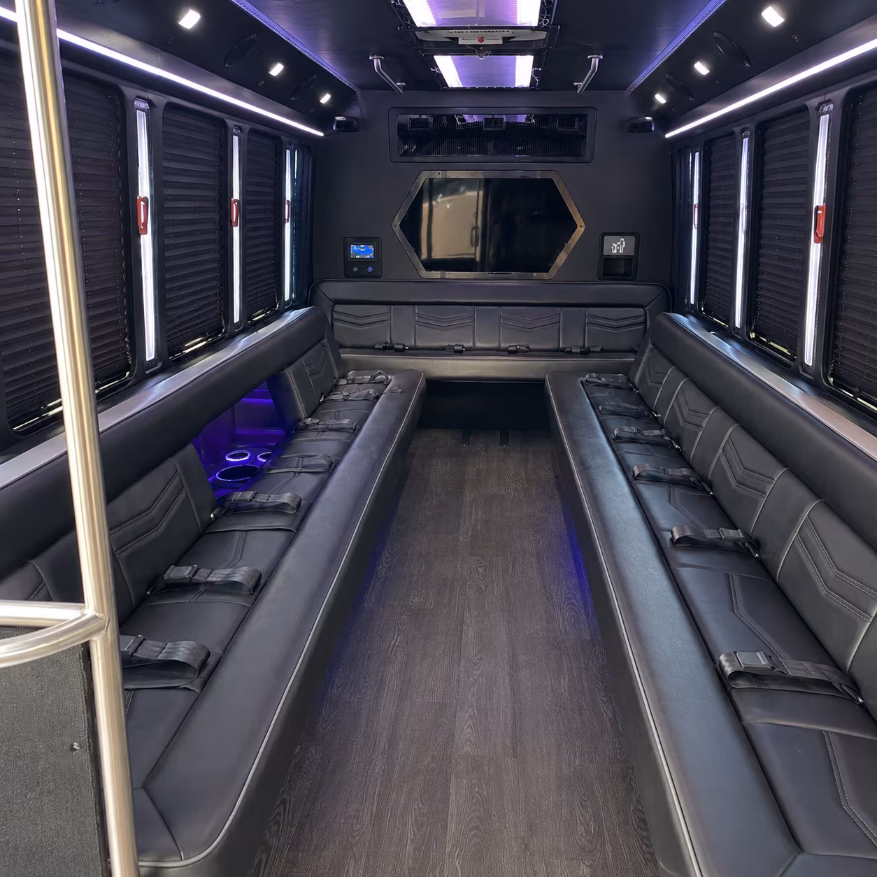 danbury 18 passenger party bus interior