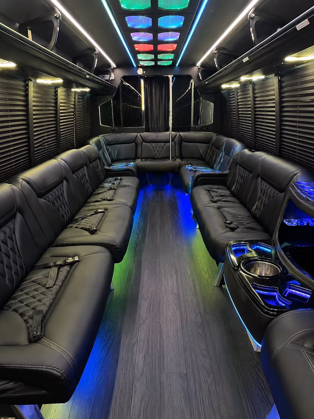 danbury 20 passenger party bus interior