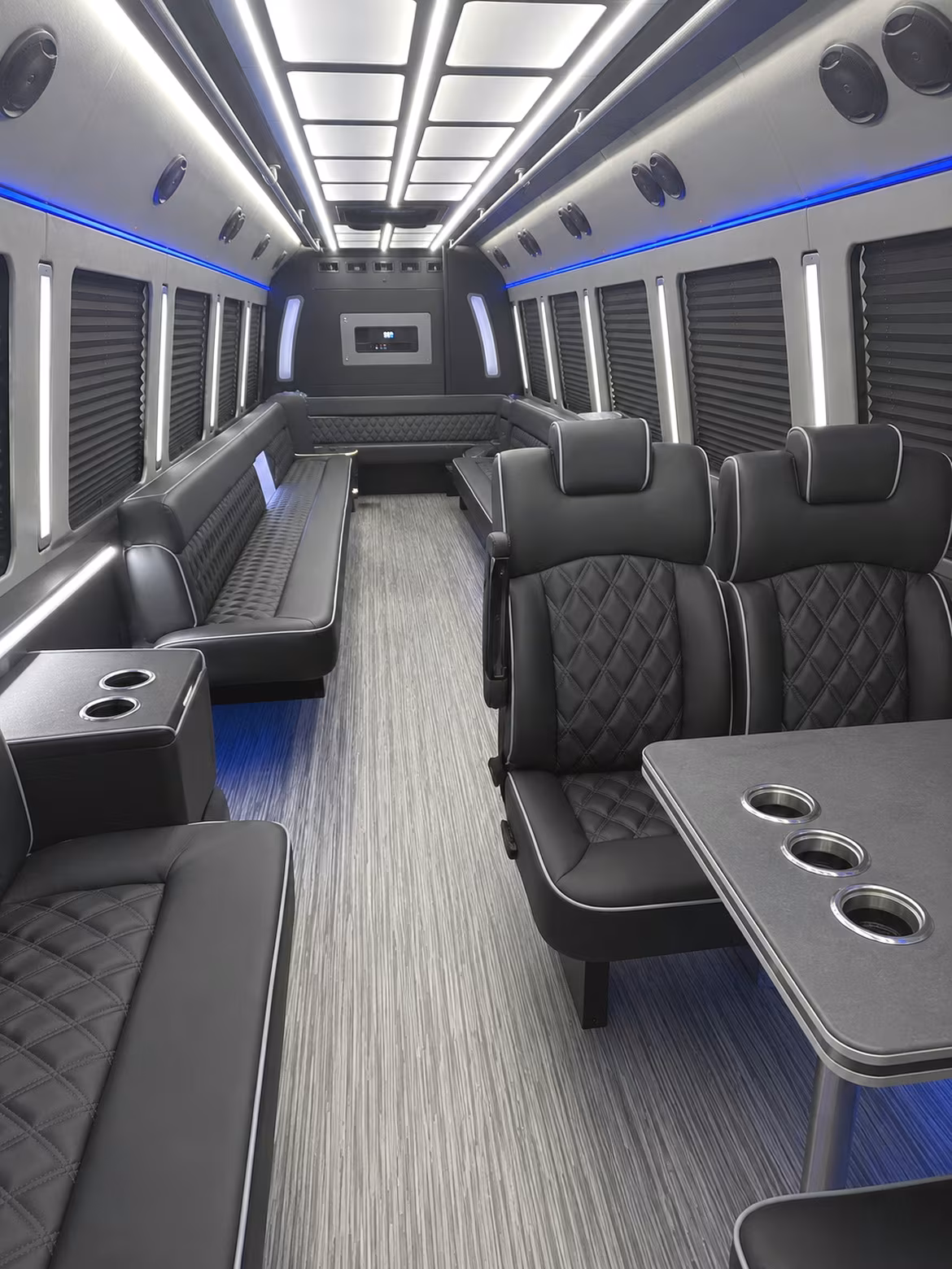 danbury 25 passenger party bus inside