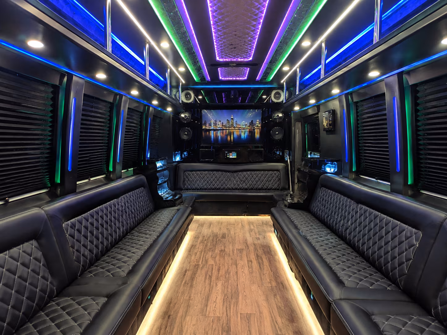 danbury 25 passenger party bus interior