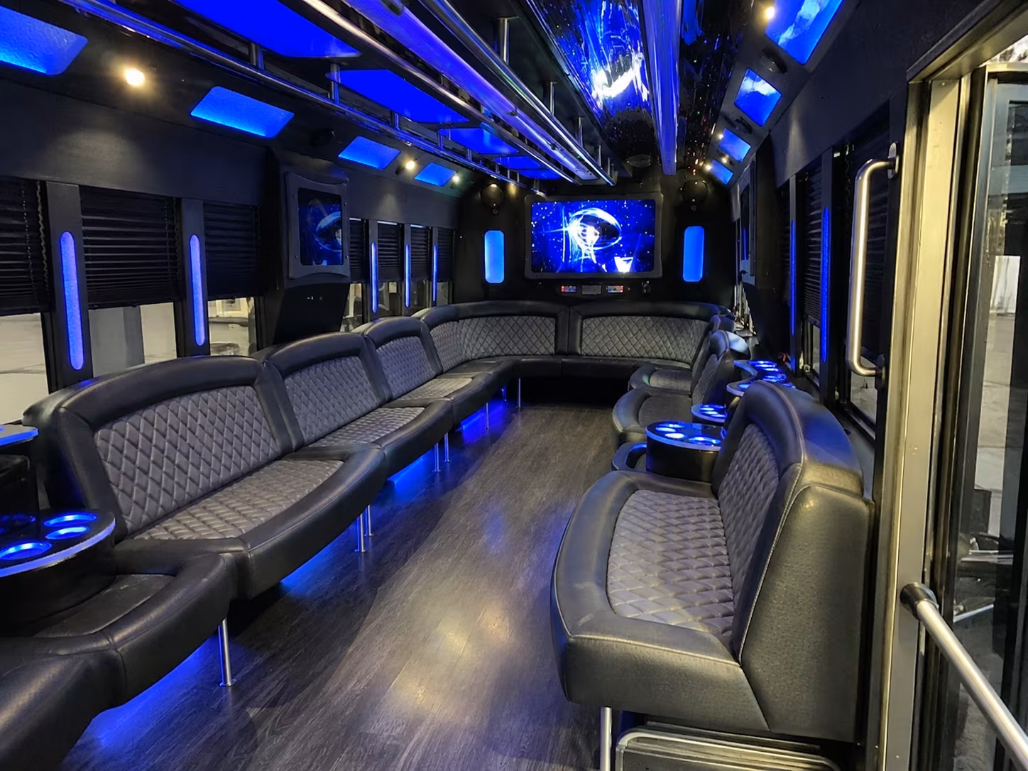 danbury 28 passenger party bus interior