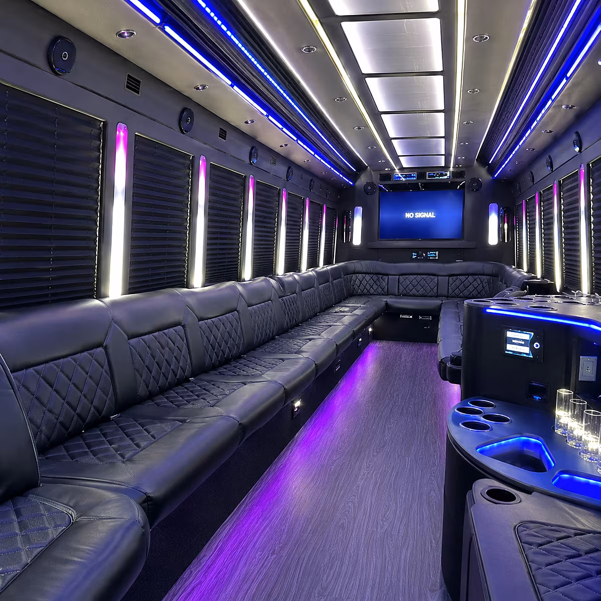 danbury 30 passenger party bus inside
