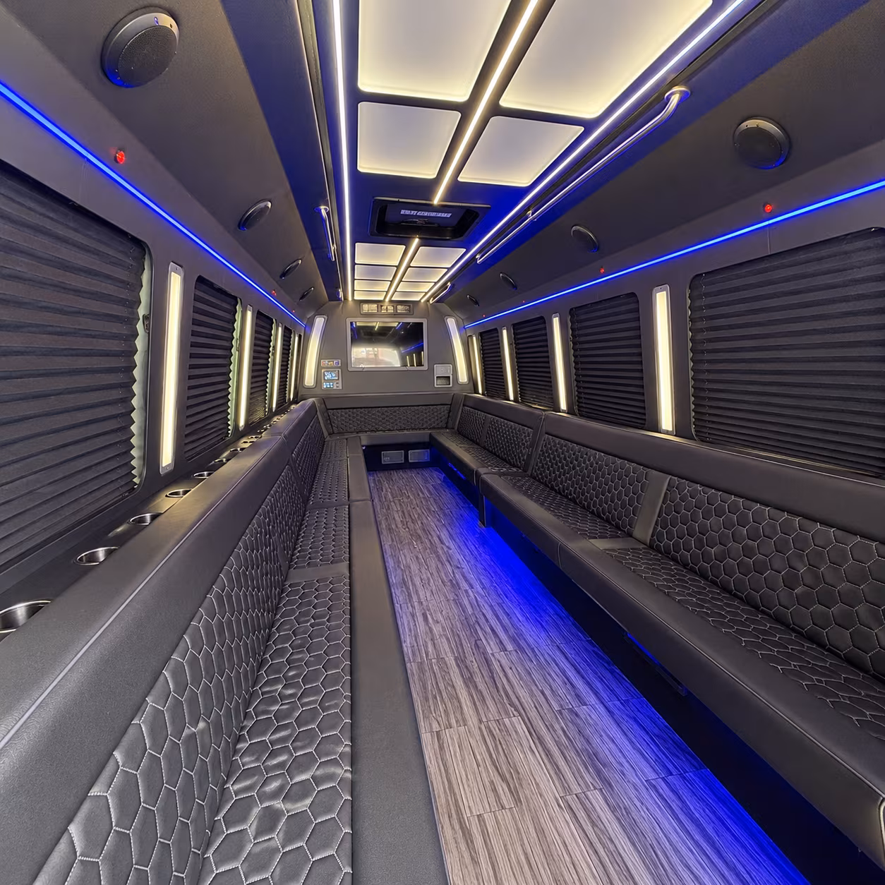 danbury 30 passenger party bus interior