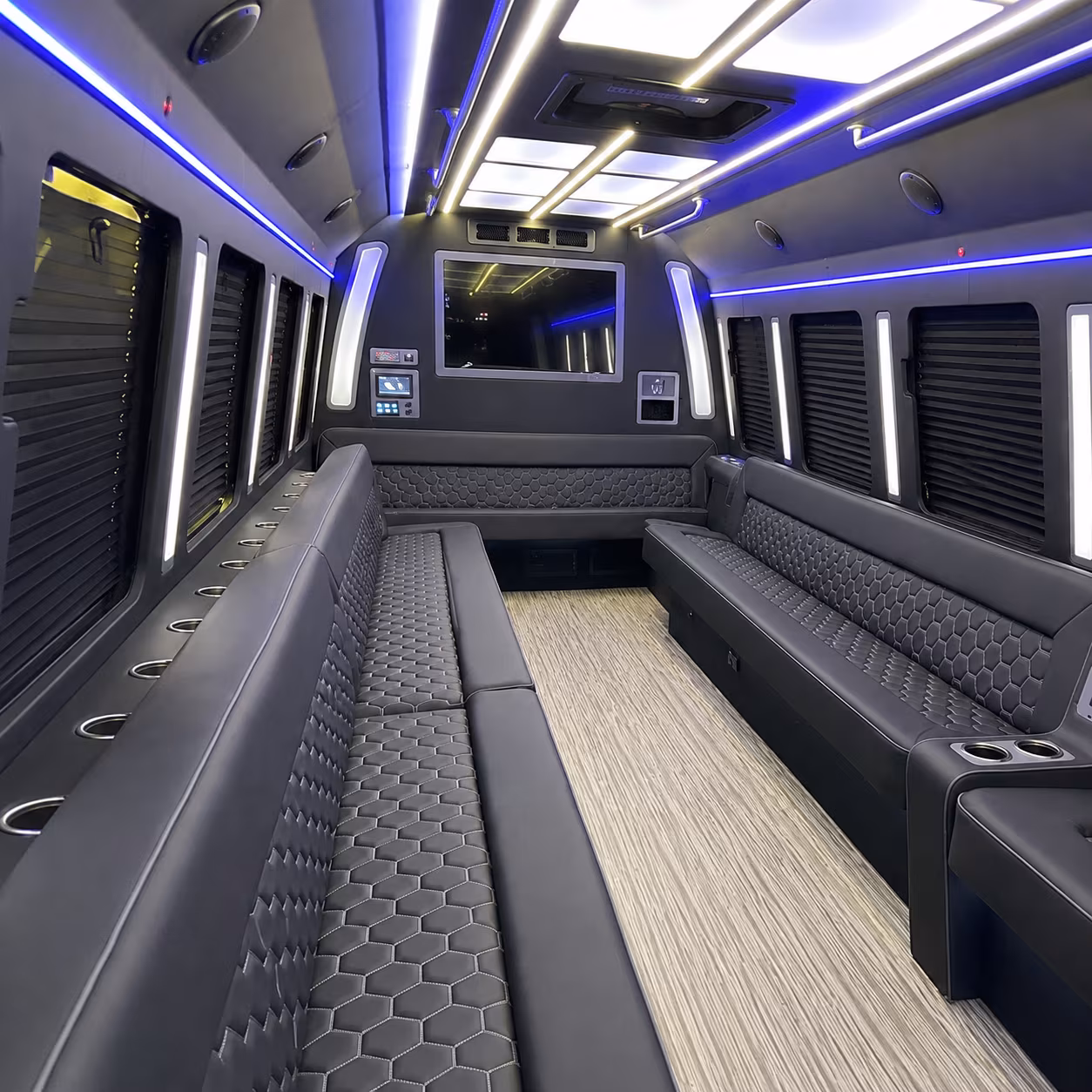 danbury 40 passenger party bus inside