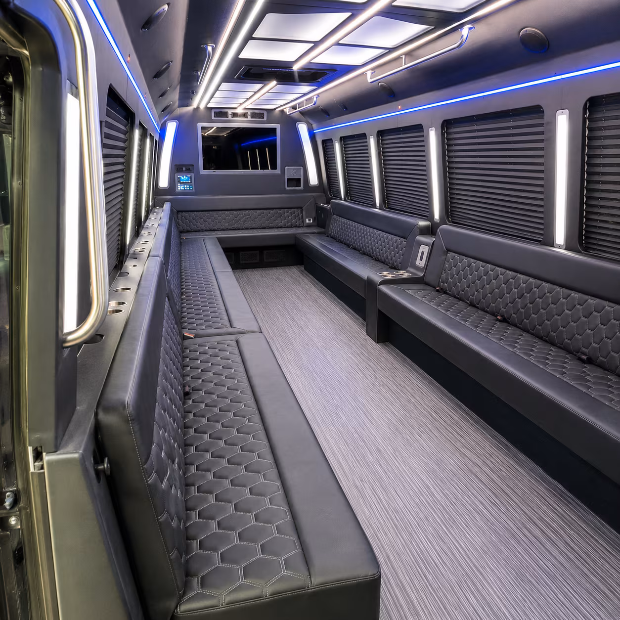 danbury 40 passenger party bus interior
